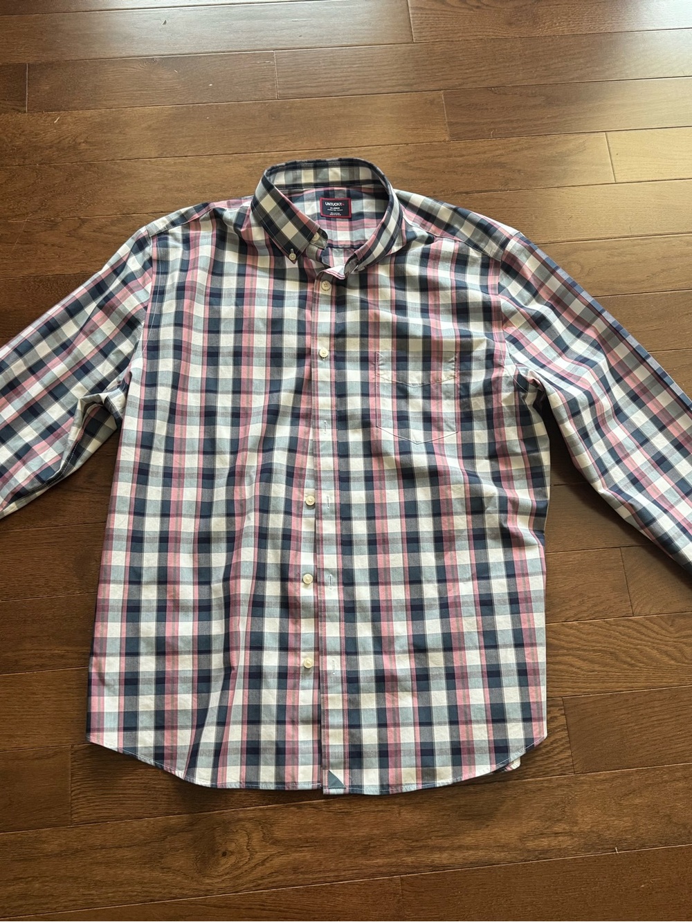 UNTUCKit Men's Pink & Navy Plaid Button-Down Shirt